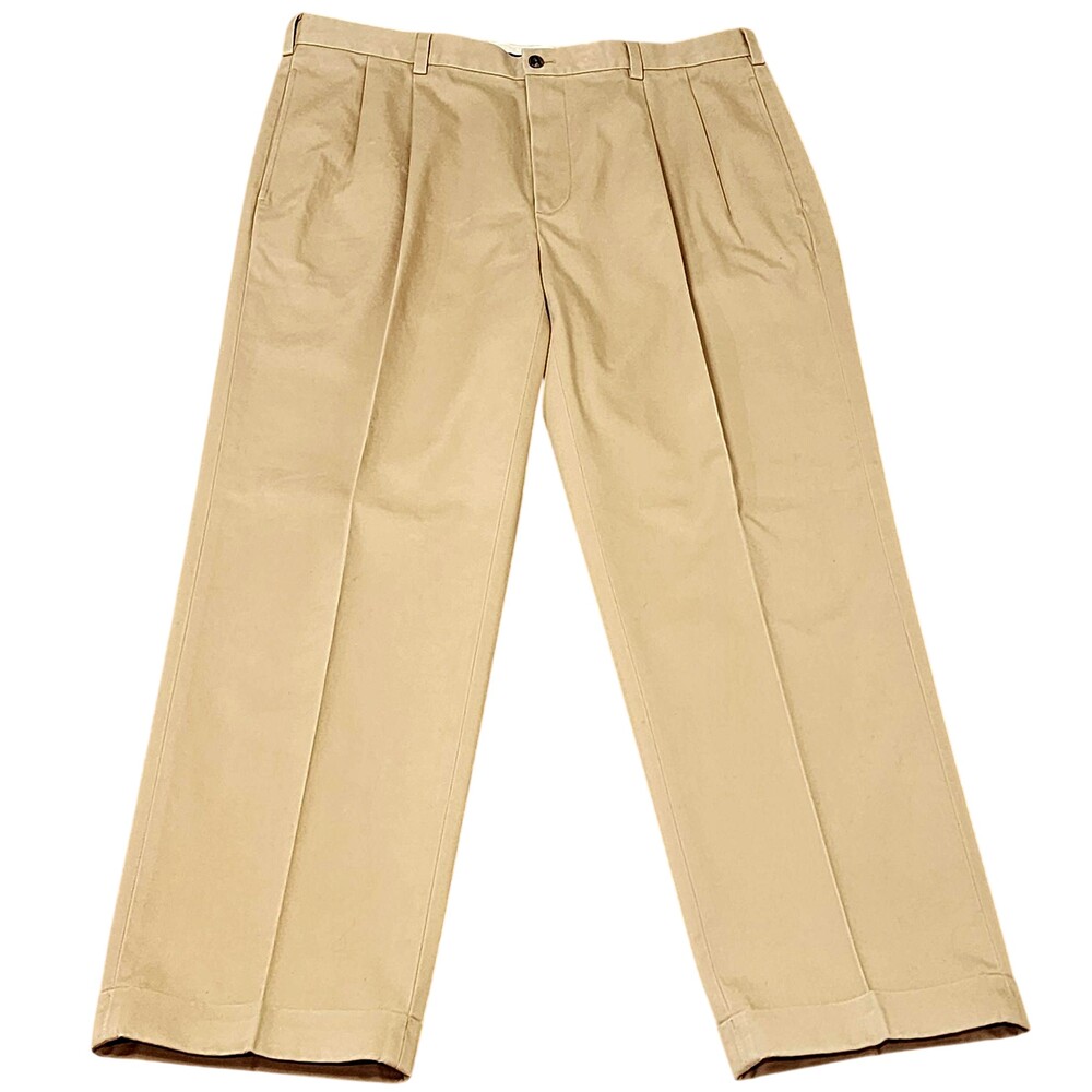 Brooks Brothers Pants Mens 38x30 Beige Advantage Chino Pleated Clark Relaxed Fit